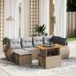 Preview: ARDEBO.de - 7-tlg. Garten-Sofagarnitur mit Kissen Beige Poly Rattan