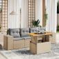 Preview: ARDEBO.de - 5-tlg. Garten-Sofagarnitur mit Kissen Beige Poly Rattan