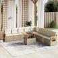 Preview: ARDEBO.de - 11-tlg. Garten-Sofagarnitur mit Kissen Beige Poly Rattan