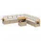 Preview: 11-tlg. Garten-Sofagarnitur mit Kissen Beige Poly Rattan