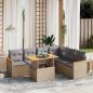 Preview: ARDEBO.de - 7-tlg. Garten-Sofagarnitur mit Kissen Beige Poly Rattan