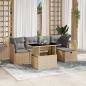 Preview: ARDEBO.de - 6-tlg. Garten-Sofagarnitur mit Kissen Beige Poly Rattan