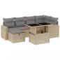 Preview: 7-tlg. Garten-Sofagarnitur mit Kissen Beige Poly Rattan