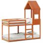 Preview: ARDEBO.de - Etagenbett mit Dach Wachsbraun 75x190 cm Massivholz Kiefer