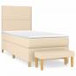 Preview: Boxspringbett mit Matratze Creme 100x200 cm Stoff