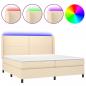 Preview: Boxspringbett mit Matratze & LED Creme 200x200 cm Stoff