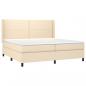 Preview: Boxspringbett mit Matratze & LED Creme 200x200 cm Stoff