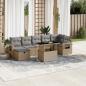 Preview: ARDEBO.de - 8-tlg. Garten-Sofagarnitur mit Kissen Beige Poly Rattan