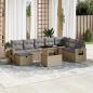 Preview: ARDEBO.de - 9-tlg. Garten-Sofagarnitur mit Kissen Beige Poly Rattan