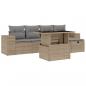 Preview: 6-tlg. Garten-Sofagarnitur mit Kissen Beige Poly Rattan