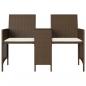 Preview: Gartensofa 2-Sitzer mit Tisch und Hockern Braun Poly Rattan