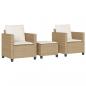 Preview: 3-tlg. Bistro-Set mit Kissen Beige Poly Rattan