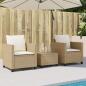 Preview: 3-tlg. Bistro-Set mit Kissen Beige Poly Rattan