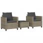 Preview: 3-tlg. Bistro-Set mit Kissen Grau Poly Rattan