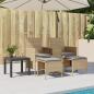 Preview: Gartensofa 2-Sitzer mit Tisch und Hockern Beige Poly Rattan