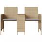 Preview: Gartensofa 2-Sitzer mit Tisch und Hockern Beige Poly Rattan