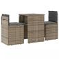 Preview: 3-tlg. Bistro-Set mit Kissen Beige Poly Rattan