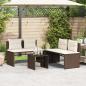 Preview: 4-tlg. Garten-Sofagarnitur mit Kissen Braun Poly Rattan