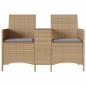 Preview: Gartensofa 2-Sitzer mit Tisch und Kissen Beige Poly Rattan