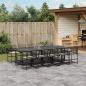 Preview: ARDEBO.de - 11-tlg. Garten-Essgruppe mit Kissen Schwarz Poly Rattan