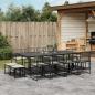 Preview: ARDEBO.de - 13-tlg. Garten-Essgruppe mit Kissen Schwarz Poly Rattan