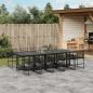 Preview: ARDEBO.de - 11-tlg. Garten-Essgruppe Schwarz Poly Rattan