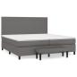 Preview: ARDEBO.de - Boxspringbett mit Matratze Grau 200x200 cm Kunstleder