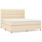 Preview: Boxspringbett mit Matratze Creme 180x200 cm Stoff