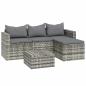 Preview: 3-tlg. Garten-Lounge-Set mit Kissen Grau Poly Rattan