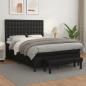 Preview: ARDEBO.de - Boxspringbett mit Matratze Schwarz 140x190 cm Kunstleder