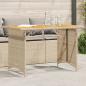 Preview: ARDEBO.de - Gartentisch mit Holzplatte Beige 110x68x70 cm Poly Rattan