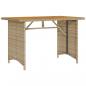 Preview: Gartentisch mit Holzplatte Beige 110x68x70 cm Poly Rattan