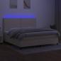 Preview: Boxspringbett mit Matratze & LED Creme 200x200 cm Stoff