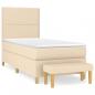 Preview: Boxspringbett mit Matratze Creme 90x200 cm Stoff