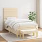 Preview: ARDEBO.de - Boxspringbett mit Matratze Creme 100x200 cm Stoff