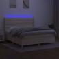 Preview: Boxspringbett mit Matratze & LED Creme 180x200 cm Stoff