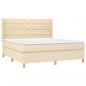 Preview: Boxspringbett mit Matratze & LED Creme 180x200 cm Stoff