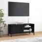 Preview: ARDEBO.de - TV-Schrank Schwarz 90x30x40 cm Massivholz Kiefer