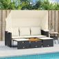 Preview: ARDEBO.de - Outdoor-Sofa 3-Sitzer mit Dach und Hockern Schwarz Poly-Rattan