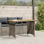 Preview: Gartentisch mit Holzplatte Grau 110x68x70 cm Poly Rattan