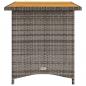 Preview: Gartentisch mit Holzplatte Grau 110x68x70 cm Poly Rattan