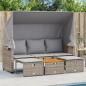 Preview: ARDEBO.de - Outdoor-Sofa 3-Sitzer mit Dach und Hockern Grau Poly Rattan