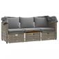 Preview: Outdoor-Sofa 3-Sitzer mit Dach und Hockern Grau Poly Rattan