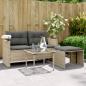 Preview: ARDEBO.de - 3-tlg. Garten-Sofagarnitur mit Kissen Hellgrau Poly Rattan