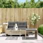 Preview: 3-tlg. Garten-Sofagarnitur mit Kissen Hellgrau Poly Rattan