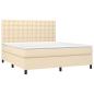 Preview: Boxspringbett mit Matratze & LED Creme 160x200 cm Stoff