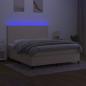 Preview: Boxspringbett mit Matratze & LED Creme 160x200 cm Stoff