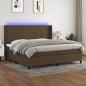 Preview: ARDEBO.de - Boxspringbett mit Matratze & LED Dunkelbraun 200x200 cm Stoff