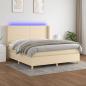 Preview: ARDEBO.de - Boxspringbett mit Matratze & LED Creme 160x200 cm Stoff