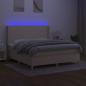 Preview: Boxspringbett mit Matratze & LED Creme 160x200 cm Stoff